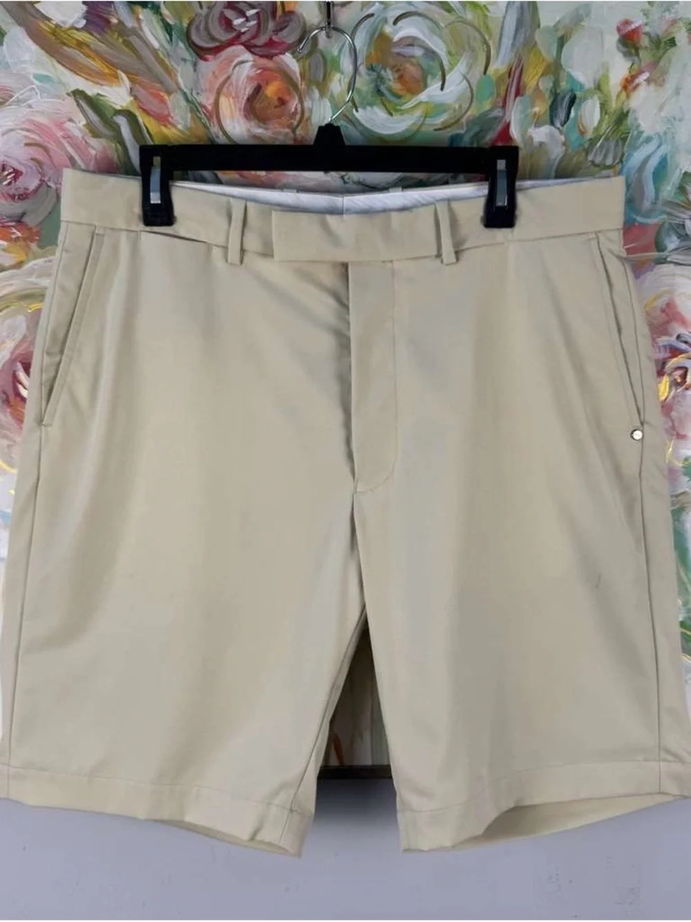 RLX Ralph Lauren Golf Shorts Men 34 Beige Performance Stretch Flat Front